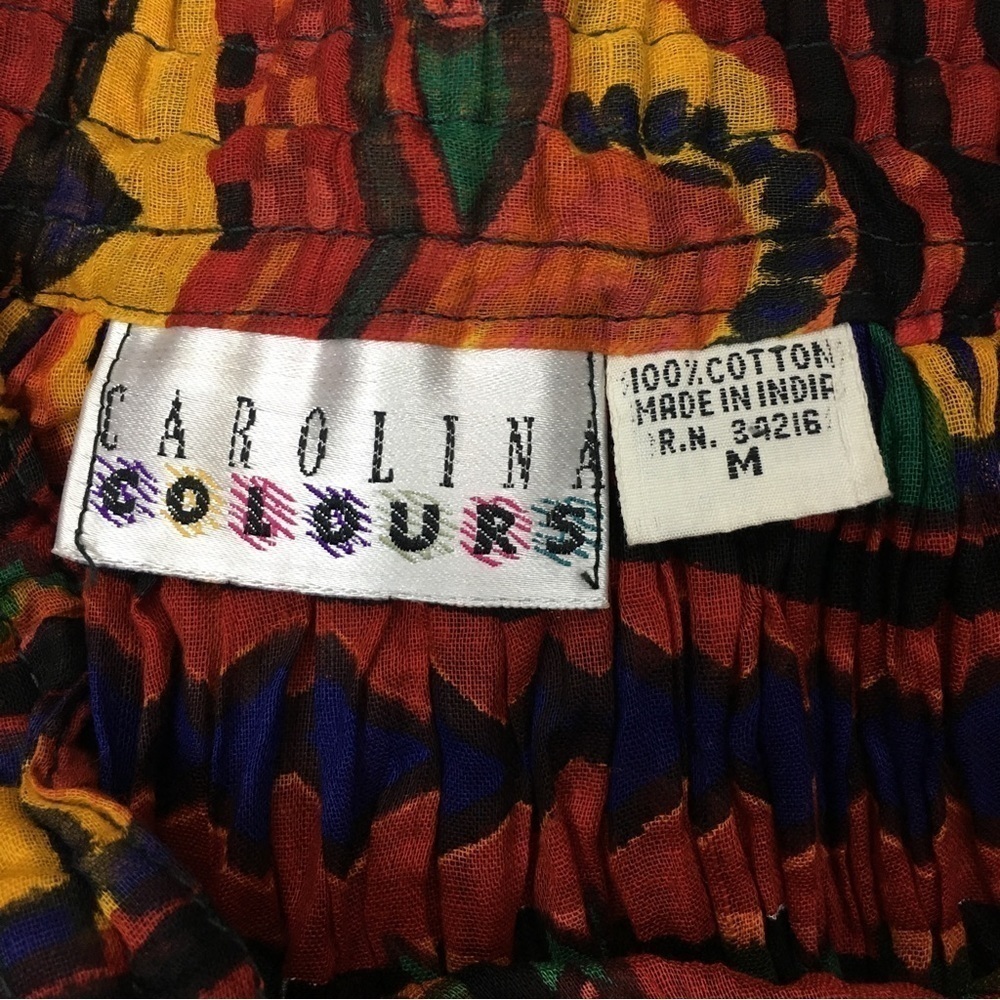 VINTAGE Maxi Circle Skirt African Drawstring Bead Tie Carolina Colours Medium - Picture 6 of 8